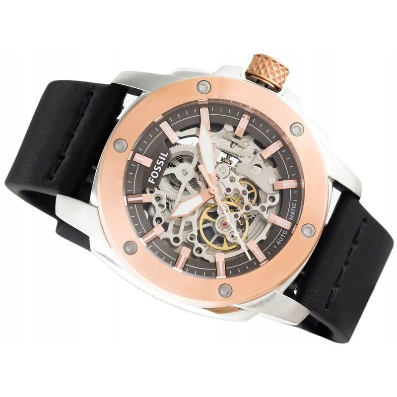 Fossil Modern Machine Automatic Skeleton Dial Black Leather Strap Watch for Men - ME3082 Buy Now By Fossil