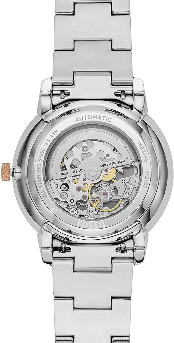 Fossil Neutra Automatic Skeleton White Dial Two Tone Steel Strap Watch for Men - ME3196 Buy Now By Fossil