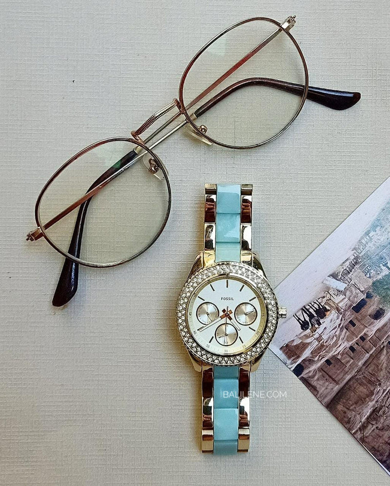 Fossil Stella Multifunction Gold Dial Two Tone Steel Strap Watch for Women - ES4757 Buy Now By Fossil