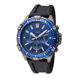 Fossil Garrett Chronograph Blue Dial Black Rubber Strap Watch for Men - FS5695