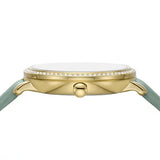 Fossil Jacqueline Analog Moonphase Mother of Pearl White Dial Green Leather Strap Watch for Women - ES5168 Buy Now By Fossil
