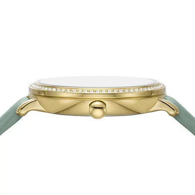 Fossil Jacqueline Analog Moonphase Mother of Pearl White Dial Green Leather Strap Watch for Women - ES5168 Buy Now By Fossil