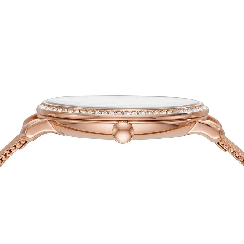 Fossil Jacqueline Quartz Rose Gold Dial Rose Gold Mesh Strap Watch for Women - ES4628 Buy Now By Fossil