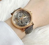 Fossil Boyfriend Automatic Skeleton Grey Dial Grey Leather Strap Watch for Women - ME3089 Buy Now By Fossil