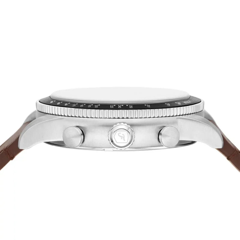 Fossil Sport Tourer Chronograph White Dial Brown Leather Strap Watch for Men - FS6042 Buy Now By Fossil