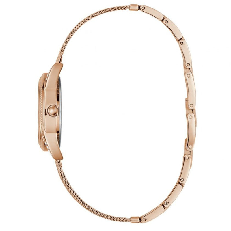 Shop Guess Whisper Silver Dial Rose Gold Mesh Bracelet Watch for Women - W1084L3 in USA