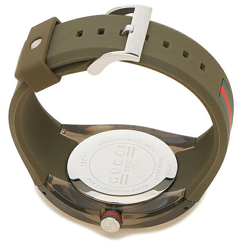 Shop Gucci Sync XXL Quartz Brown Dial Brown Leather Strap Watch For Men - YA137106 in USA