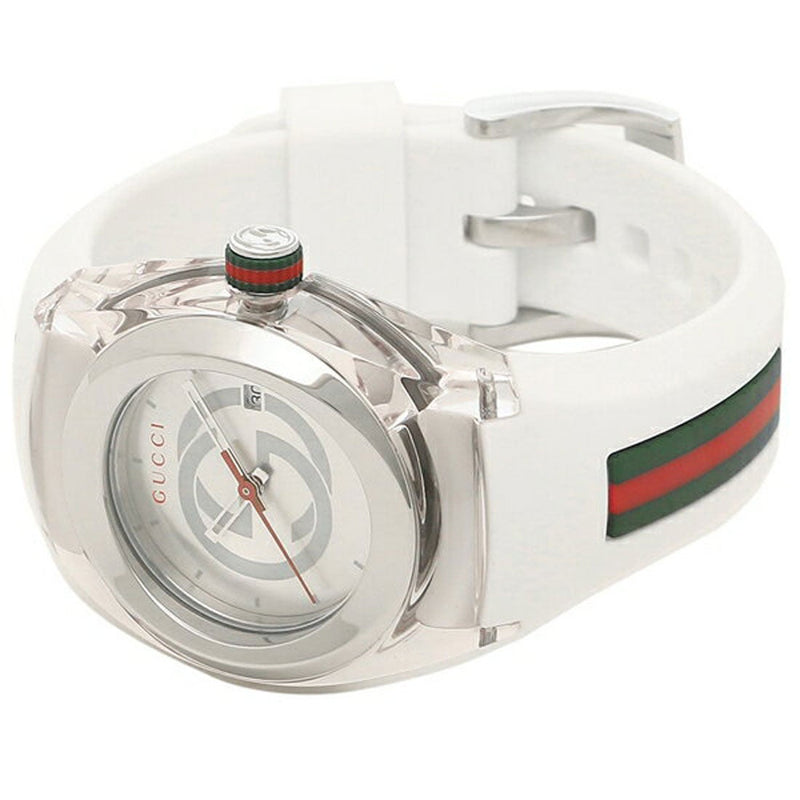 Shop Gucci Sync Quartz White Dial White Rubber Strap Unisex Watch - YA137302 in USA