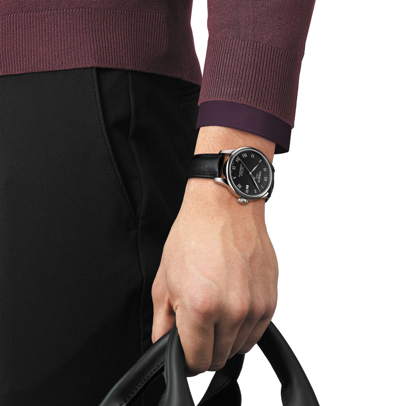 Tissot Le Locle Powermatic 80 Black Dial Black Leather Strap Watch For Men - T006.407.16.053.00 Buy Now By Tissot