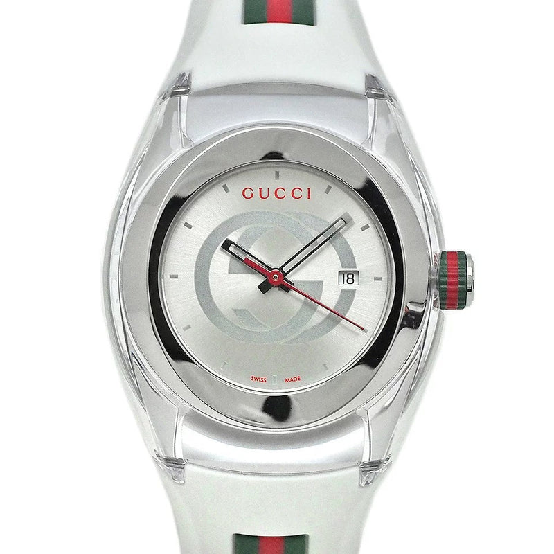 Shop Gucci Sync Quartz White Dial White Rubber Strap Unisex Watch - YA137302 in USA