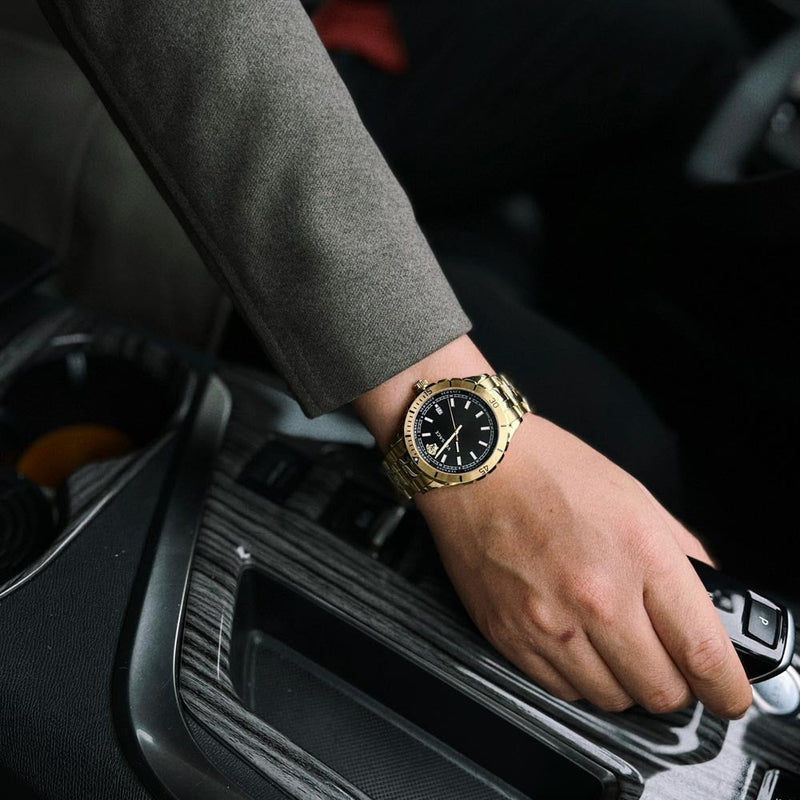 Versace Hellenyium Quartz Black Dial Gold Steel Strap Watch For Men - VE3A00820 Buy Now By Versace