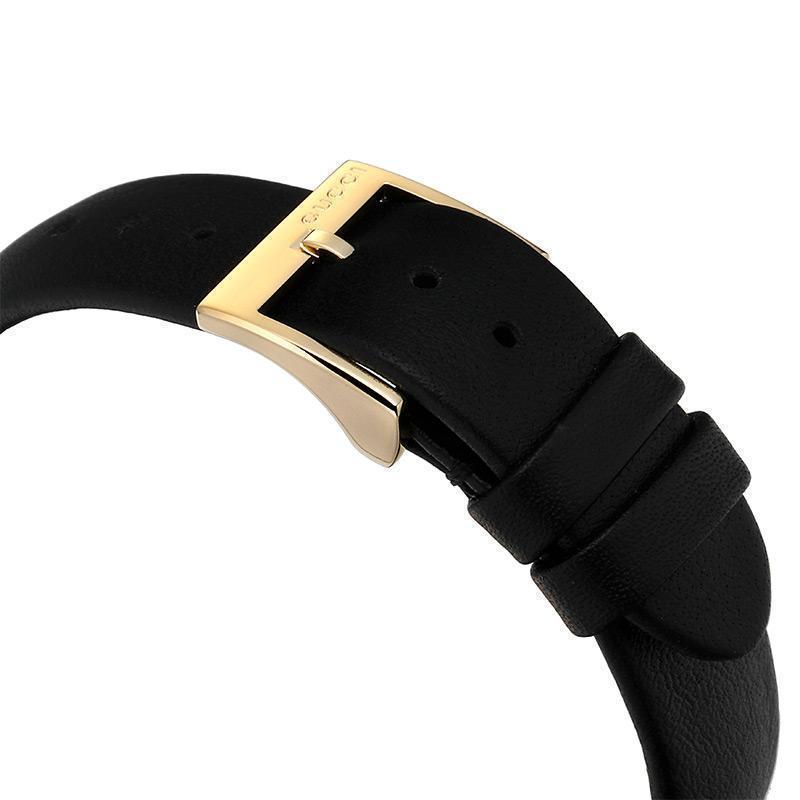 Shop Gucci Diamantissima Quartz Mother of Pearl Dial Black Leather Strap Watch for Women - YA141404 in USA