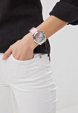 Guess Crush Crystals Silver Dial Pink Rubber Strap Watch for Women - W1223L1 Buy Now By Guess
