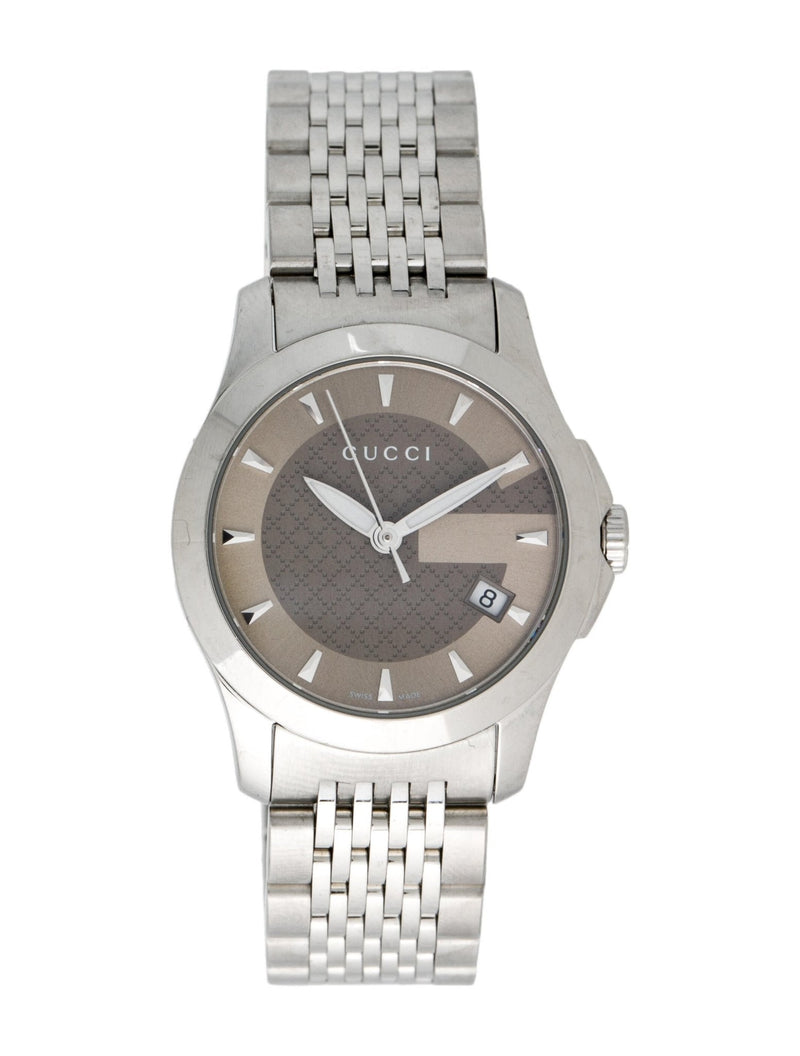 Gucci G Timeless Brown Dial Silver Steel Strap Watch For Women - YA126503 Buy Now By Gucci
