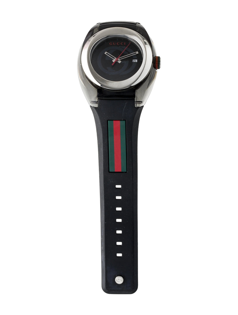 Shop Gucci Sync XXL Quartz Black Dial Black Rubber Strap Watch For Men - YA137101 in USA