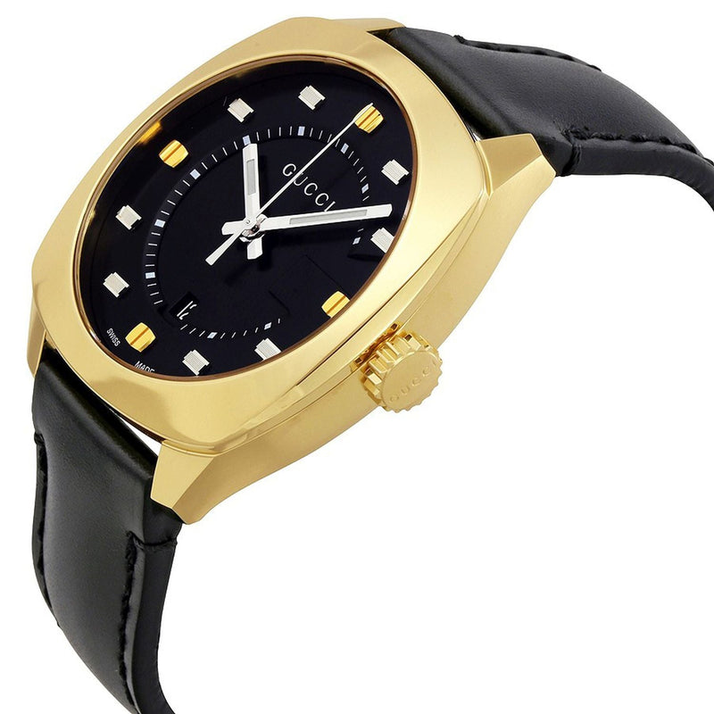 Gucci GG2570 Black Dial Black Leather Strap Watch For Men - YA142310 Buy Now By Gucci