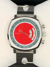 Gucci Grip Quartz Chronograph Red Dial Silver Steel Strap Watch For Men - YA157303 Buy Now By Gucci