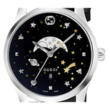Shop Gucci G-Timeless Moonphase Black Dial Black Leather Strap Watch For Men - YA126327 in USA