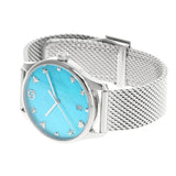 Gucci G-Timeless Turquoise Mother of Pearl Dial Silver Mesh Bracelet Watch For Women - YA126582 Buy Now By Gucci