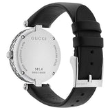 Shop Gucci Diamantissima Diamonds Black Dial Black Leather Strap Watch For Women - YA141403 in USA