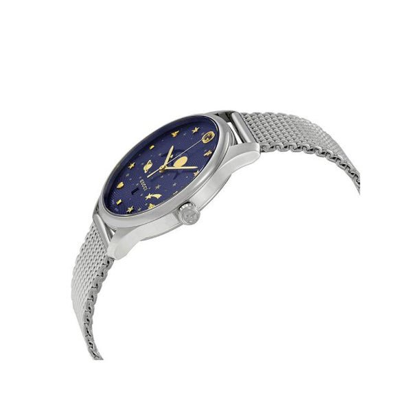 Gucci G-Timeless Motifs Moon Phase Blue Dial Silver Mesh Bracelet Watch For Men - YA126328 Buy Now By Gucci
