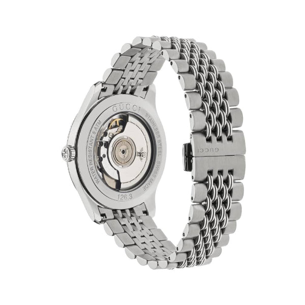 Shop Gucci G Timeless Automatic Silver Dial Silver Steel Strap Watch for Men - YA126354 in USA