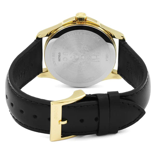 Shop Gucci Le Marche Des Merveilles Quartz Green Dial Black Leather Strap Watch For Women - YA126463 in USA