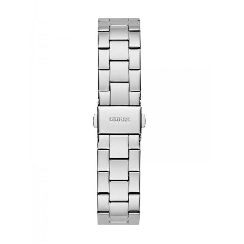 Shop Guess Cubed Analog Silver Dial Silver Steel Strap Watch For Women - GW0606L1 in USA