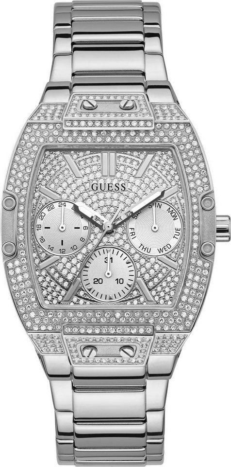Shop Guess Raven Diamonds Silver Dial Silver Steel Strap Watch for Women - GW0104L1 in USA