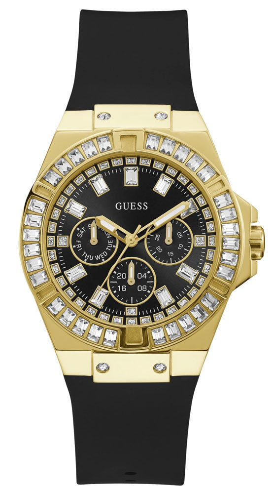 Shop Guess Venus Diamonds Black Dial Black Rubber Strap Watch for Women - GW0118L1 in USA
