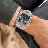 Guess Phoenix Quartz Green Dial Transparent Silicone Strap Watch For Men - GW0499G8 Buy Now By Guess
