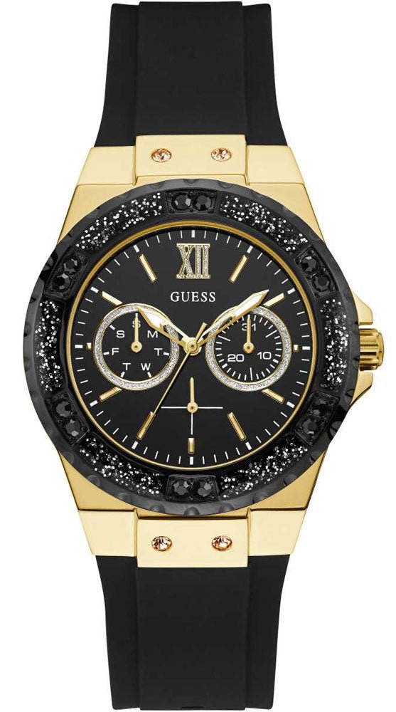 Shop Guess Black Dial Black Rubber Strap Watch For Women - W1053L7 in USA