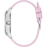 Guess Crush Crystals Silver Dial Pink Rubber Strap Watch for Women - W1223L1 Buy Now By Guess