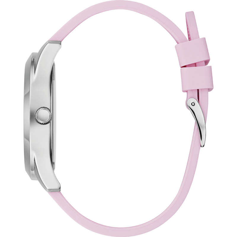 Guess Crush Crystals Silver Dial Pink Rubber Strap Watch for Women - W1223L1 Buy Now By Guess