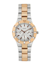 Guess Glisten Chronograph Analog Silver Dial Two Tone Steel Strap Watch For Women - W14551L1 Buy Now By Guess