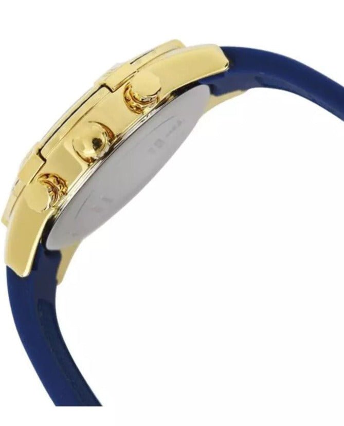 Shop Guess Catalina Blue Gold Tone Blue Silicone Strap Watch For Women - W0562L2 in USA