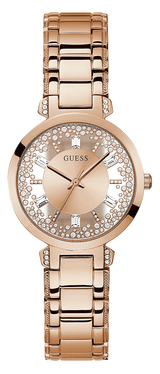 Guess Crystal Clear Rose Gold Dial Rose Gold Steel Strap Watch for Women - GW0470L3 Buy Now By Guess