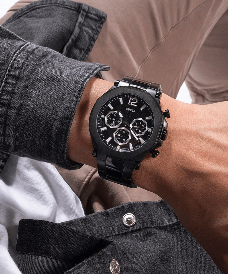 Guess Edge Chronograph Black Dial Black Steel Strap Watch For Men - GW0539G3 Buy Now By Guess