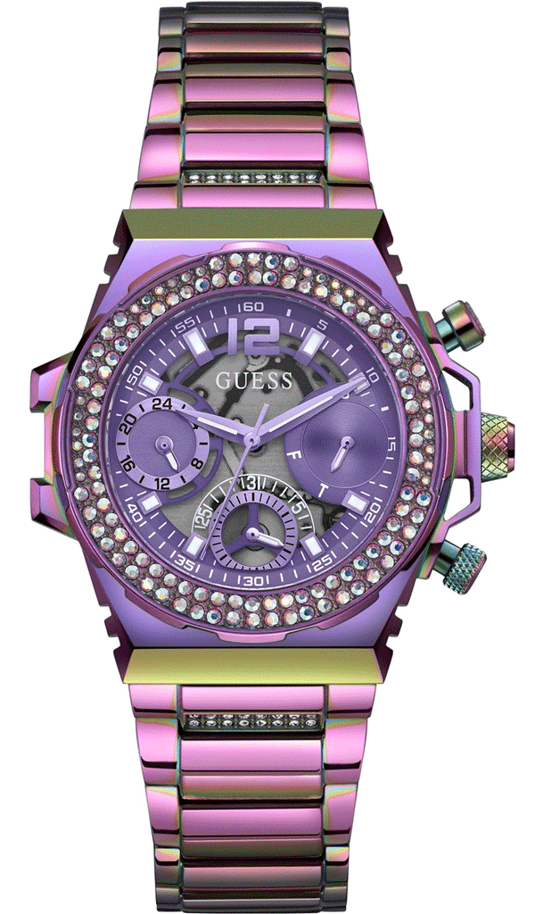 Shop Guess Fusion Chronograph Purple Dial Purple Steel Strap Watch for Women - GW0552L4 in USA