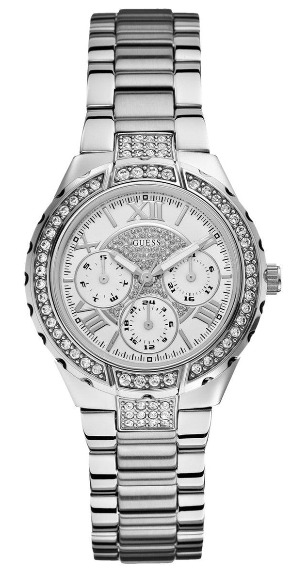 Shop Guess Viva Quartz Silver Dial Silver Steel Strap Watch For Women - W0111l1 in USA