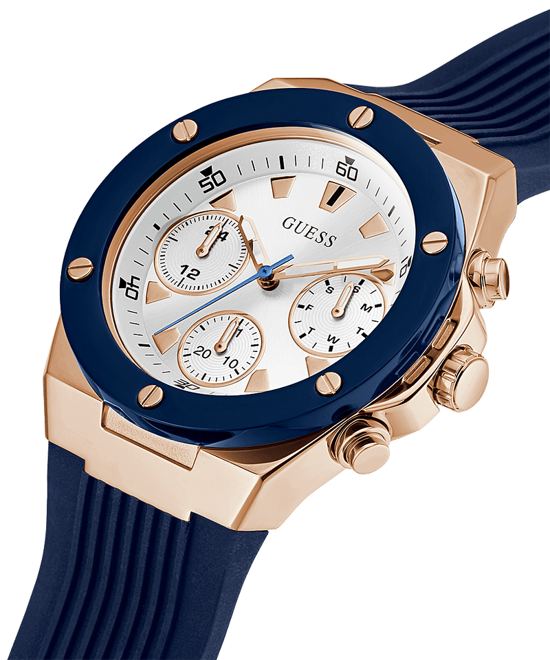 Guess Athena White Dial White Dial Blue Rubber Strap Watch For Women - GW0030L5 Buy Now By Guess
