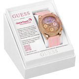Guess Sparkling Chronograph Crystals Pink Dial Pink Silicone Strap Watch For Women - GW0032L4 Buy Now By Guess