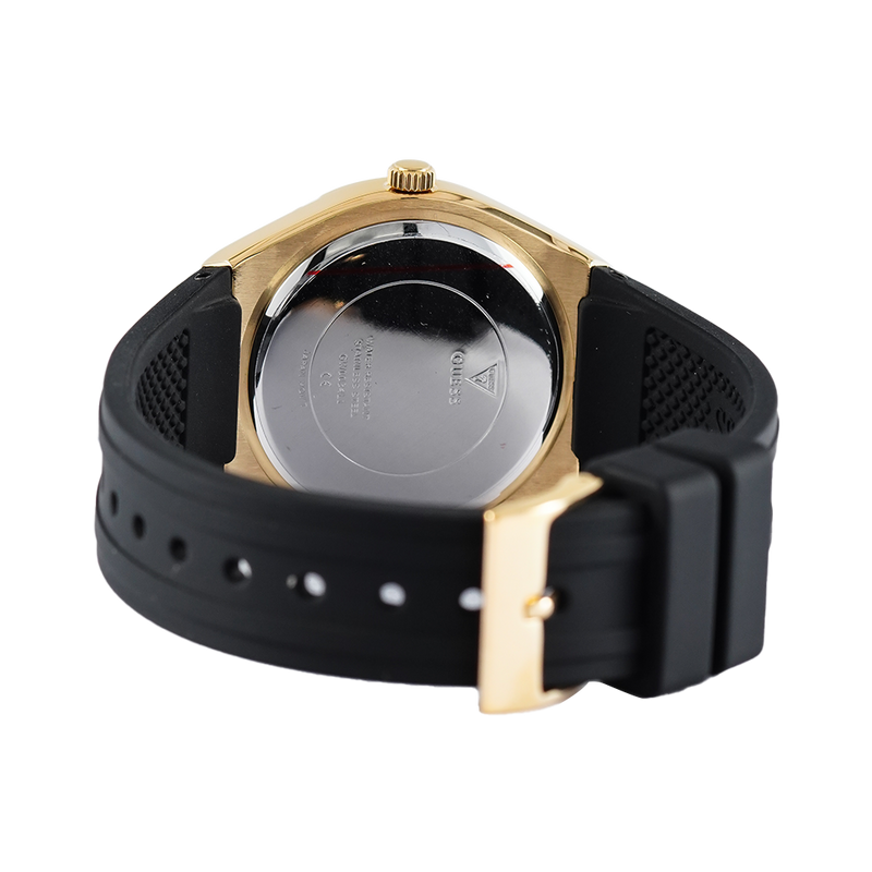 Guess Cosmo Diamonds Gold Dial Black Rubber Strap Watch for Women - GW0034L1 Buy Now By Guess