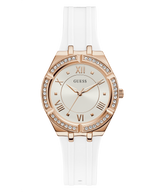 Guess Cosmo Diamonds Silver Dial White Rubber Strap Watch for Women - GW0034L2 Buy Now By Guess