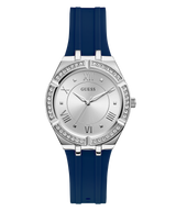 Guess Cosmo Diamonds Silver Dial Blue Rubber Strap Watch for Women - GW0034L5 Buy Now By Guess