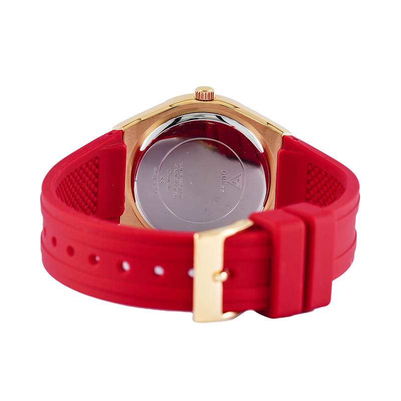 Guess Cosmo Diamonds Gold Dial Red Rubber Strap Watch for Women - GW0034L6 Buy Now By Guess