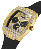 Guess Phoenix Multifunction Crystals Gold Dial Black Silicone Strap Watch For Men - GW0048G2 Buy Now By Guess