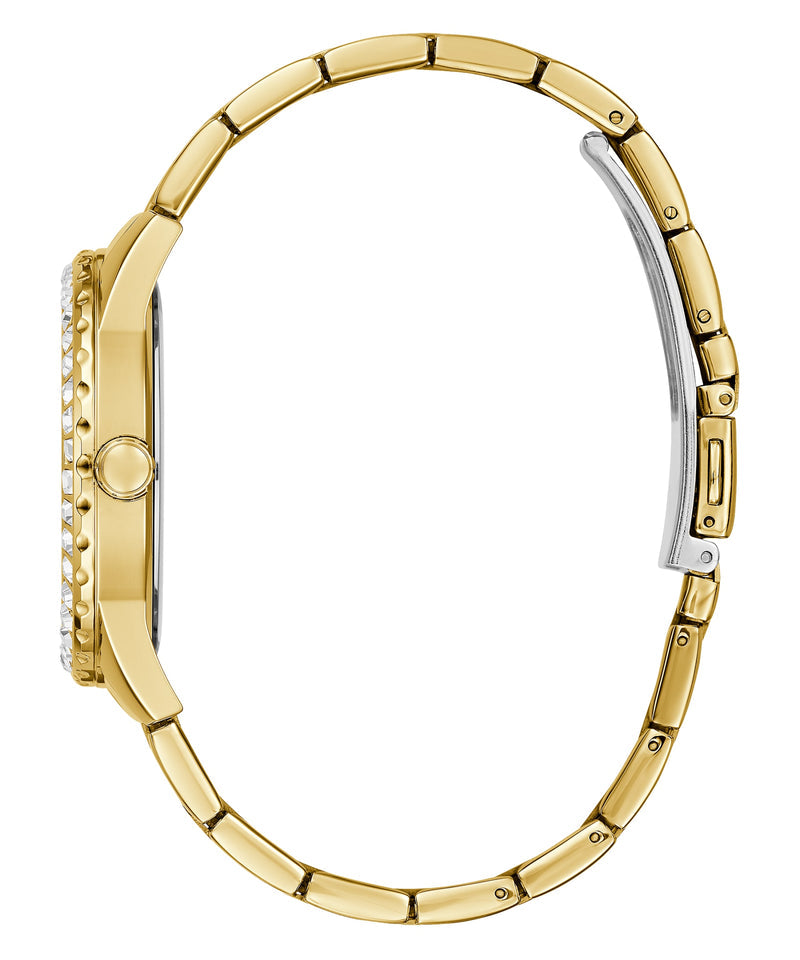 Guess Sparkler Diamonds Black Dial Gold Steel Strap Watch for Women - GW0111L2 Buy Now By Guess