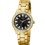Guess Sparkler Diamonds Black Dial Gold Steel Strap Watch for Women - GW0111L2 Buy Now By Guess