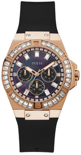 Shop Guess Venus Diamonds Black Dial Black Rubber Strap Watch for Women - GW0118L2 in USA
